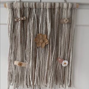 Handmade Bow hanger in Neutral fringe.